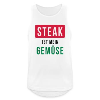 Steak ist mein Gemüse - Grillen - Männer Tank Top atmungsaktiv - Weiß - Vorne - Nick (188cm)