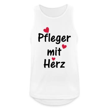 Pfleger mit Herz - Männer Tank Top atmungsaktiv - Weiß - Vorne - Nick (188cm)