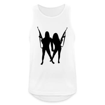 Womans and Guns - Männer Tank Top atmungsaktiv - Weiß - Vorne - Nick (188cm)