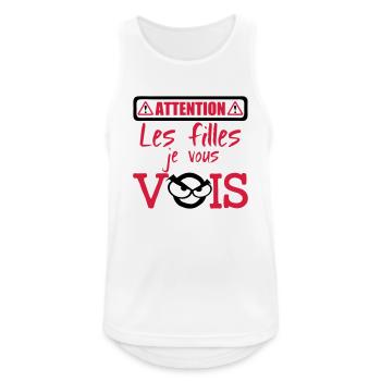 attention fille vois - Débardeur respirant Homme - blanc - Devant - Nick (188cm)