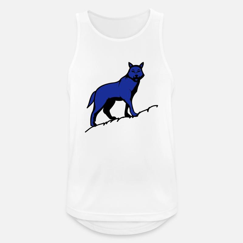 Wolf - Männer Tank Top atmungsaktiv - Weiß