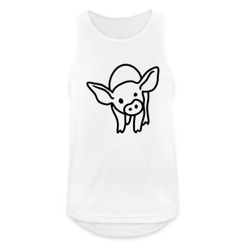 Ferkel - line - Männer Tank Top atmungsaktiv - Weiß - Vorne - Nick (188cm)