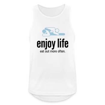 Genieße das Leben. Geh öfter essen! - Männer Tank Top atmungsaktiv - Weiß - Vorne - Nick (188cm)