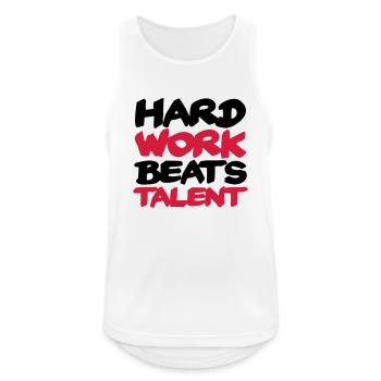 Hard work beats Talent - Débardeur respirant Homme - blanc - Devant - Nick (188cm)