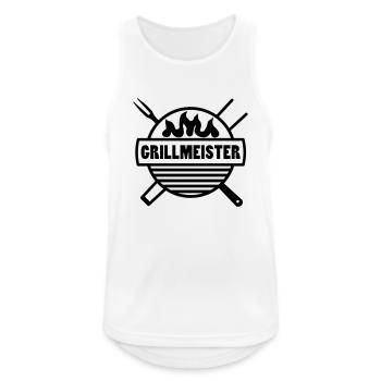 Grillmeister - Männer Tank Top atmungsaktiv - Weiß - Vorne - Nick (188cm)
