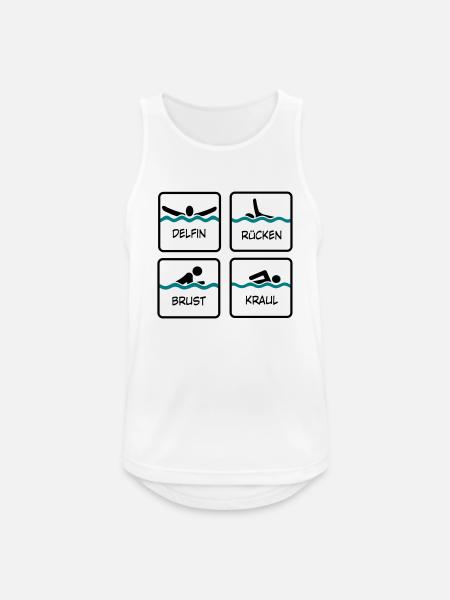 schwimmen T-Shirt - Männer Tank Top atmungsaktiv - Weiß