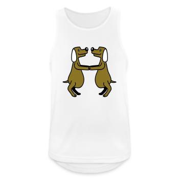 2 Hunde Dicker Bauch Übergewicht Tanzen Zusammen - Männer Tank Top atmungsaktiv - Weiß - Vorne - Nick (188cm)