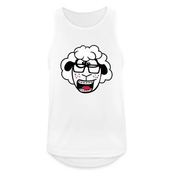 mouton nerd hornglasses fermoir lunettes geek smart - Débardeur respirant Homme - blanc - Devant - Nick (188cm)