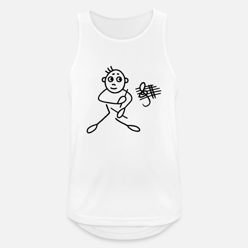 Drummer with clef - Men's Breathable Tank Top - white