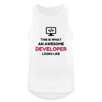 Entwickler / Informatiker / Programmierer / - Männer Tank Top atmungsaktiv - Weiß - Vorne - Nick (188cm)