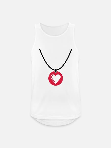 Halskette Herz - Männer Tank Top atmungsaktiv - Weiß