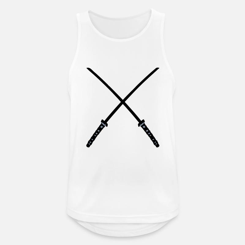Katana Samurai Swords Crossed - Männer Tank Top atmungsaktiv - Weiß