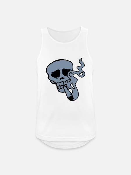 Weed smoking skull skeleton - Men's Breathable Tank Top - white