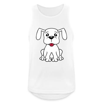 Dog Sitting Cute Little Happy Puppy Pet - Men's Breathable Tank Top - white - Front - Nick (188cm)