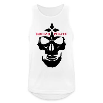 Breizh Piratenschädel und gekreuzte Knochen Hermelin - Männer Tank Top atmungsaktiv - Weiß - Vorne - Nick (188cm)