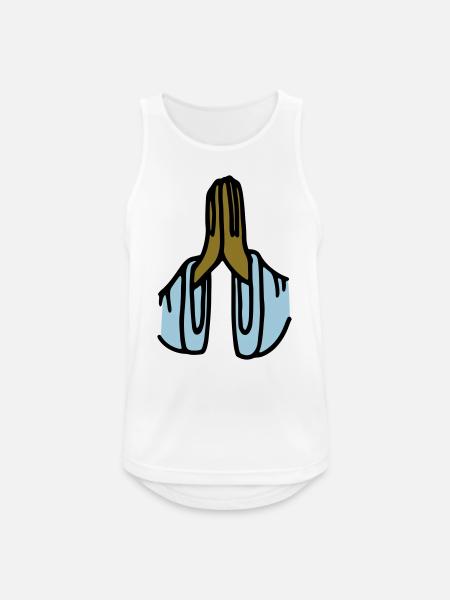 Gebed Dankbaarheid Gevouwen Handen Meditatie Bidden - Mannen tanktop ademend actief - wit
