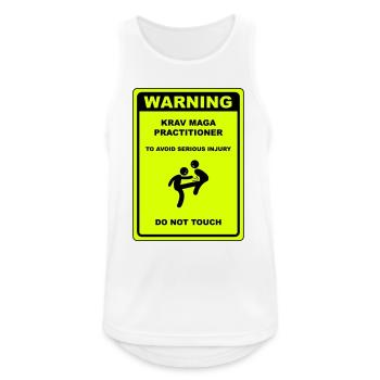 Warnung! Krav Maga Praktizierender! - Männer Tank Top atmungsaktiv - Weiß - Vorne - Nick (188cm)