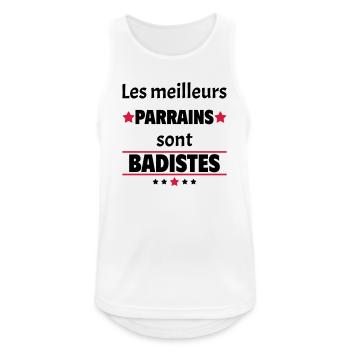 Les meilleurs parrains sont badistes, cadeau noël - Débardeur respirant Homme - blanc - Devant - Nick (188cm)
