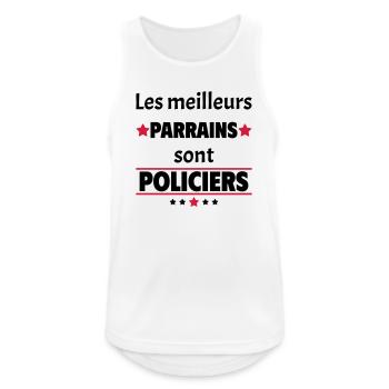 Les meilleurs parrains sont policiers, cadeau noël - Débardeur respirant Homme - blanc - Devant - Nick (188cm)