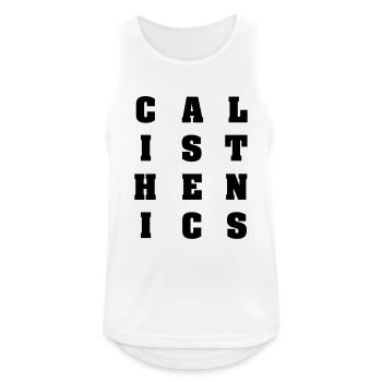 Calisthenics BIG Letters - Männer Tank Top atmungsaktiv - Weiß - Vorne - Nick (188cm)