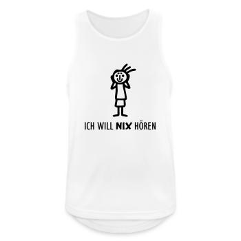 Strichmännchen NIX hören - Männer Tank Top atmungsaktiv - Weiß - Vorne - Nick (188cm)