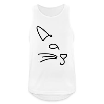 minimal cat - Männer Tank Top atmungsaktiv - Weiß - Vorne - Nick (188cm)