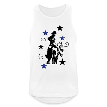 Rider Western Cow-girl avec la silhouette de - Débardeur respirant Homme - blanc - Devant - Nick (188cm)