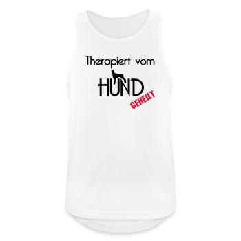 Therapiert vom Hund Hunde Tier Haustier Geschenk - Männer Tank Top atmungsaktiv - Weiß - Vorne - Nick (188cm)