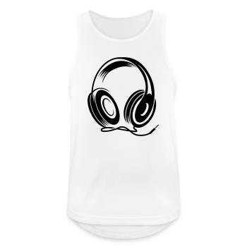 Kopfhörer mit Kabel im Stencil Stil - Männer Tank Top atmungsaktiv - Weiß - Vorne - Nick (188cm)