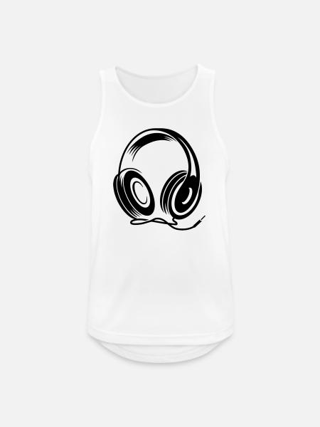 a headphone with cable - Men's Breathable Tank Top - white