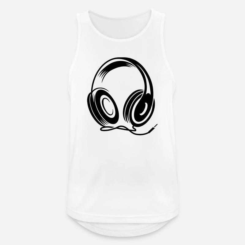 Kopfhörer mit Kabel im Stencil Stil - Männer Tank Top atmungsaktiv - Weiß