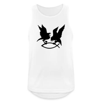 Muskel Shirt mit Odin's Raben auf Brust - Männer Tank Top atmungsaktiv - Weiß - Vorne - Nick (188cm)