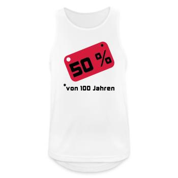 50 % ... von 100 Jahren - Männer Tank Top atmungsaktiv - Weiß - Vorne - Nick (188cm)