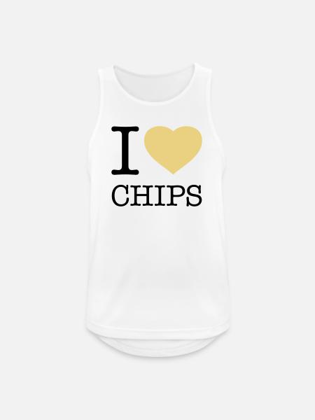 I LOVE CHIPS - Männer Tank Top atmungsaktiv - Weiß