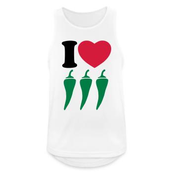 I love chili - J'aime chili - Débardeur respirant Homme - blanc - Devant - Nick (188cm)