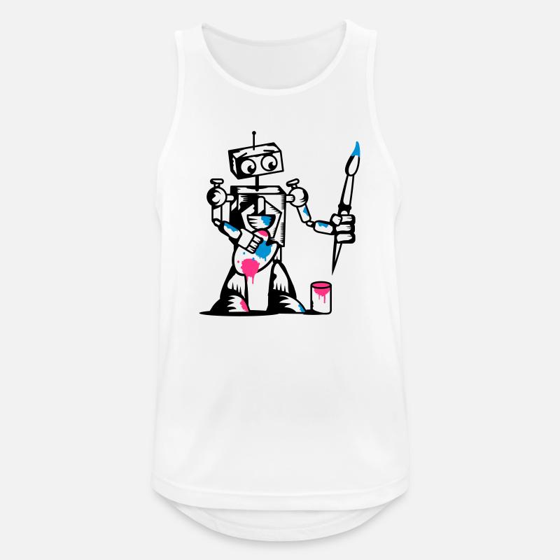 A robot with a paintbrush - Men's Breathable Tank Top - white