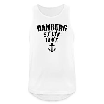Hamburg Koordinaten - Männer Tank Top atmungsaktiv - Weiß - Vorne - Nick (188cm)