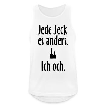 Jede Jeck es anders - Ich och Köln Spruch - Männer Tank Top atmungsaktiv - Weiß - Vorne - Nick (188cm)