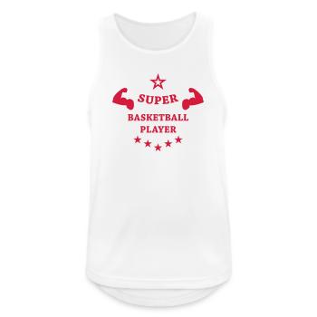 Basketball - Basket Ball - Game - Sport - Player - Männer Tank Top atmungsaktiv - Weiß - Vorne - Nick (188cm)