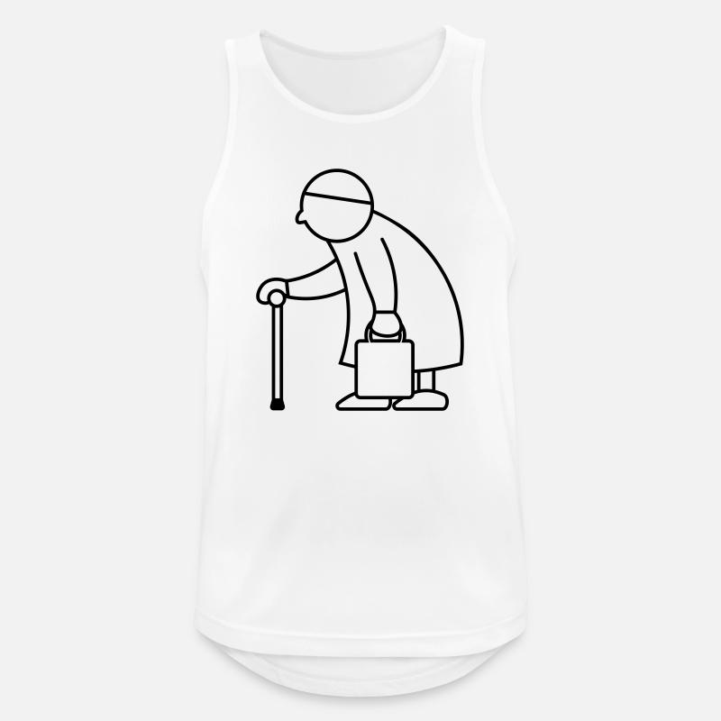 Alte Dame mit Einkaufstasche - Männer Tank Top atmungsaktiv - Weiß