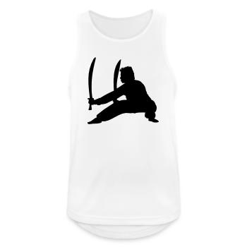 Kung Fu Praktizierender mit zwei Schwertern - Männer Tank Top atmungsaktiv - Weiß - Vorne - Nick (188cm)