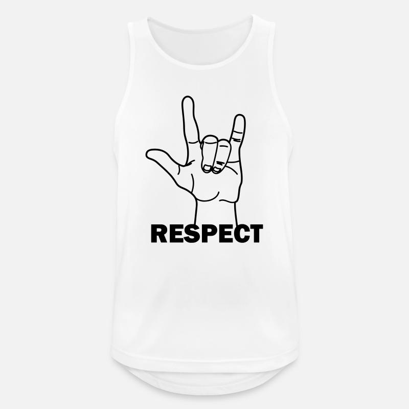 Hand gesture respect with text RESPECT - Men's Breathable Tank Top - white