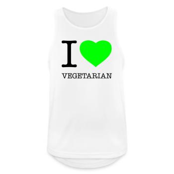 I LOVE VEGETARIAN Vegetarisch Vegetarier - Männer Tank Top atmungsaktiv - Weiß - Vorne - Nick (188cm)
