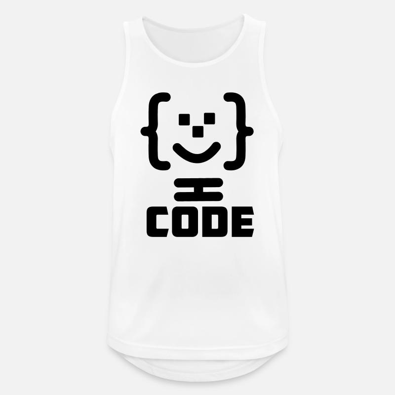 Logo du code du programmeur principal avec texte CODE - Débardeur respirant Homme - blanc