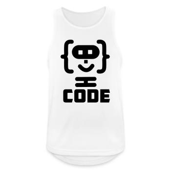 Logo de code de programmeur hacker avec texte CODE - Débardeur respirant Homme - blanc - Devant - Nick (188cm)
