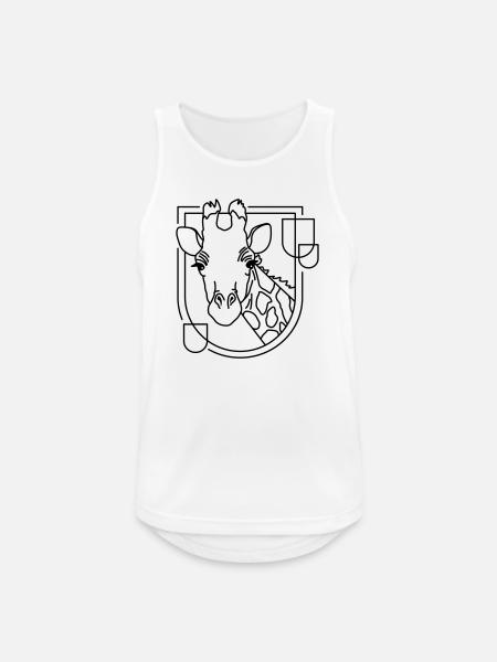Giraffe in Geometric Shape - Line Art Design - Men's Breathable Tank Top - white
