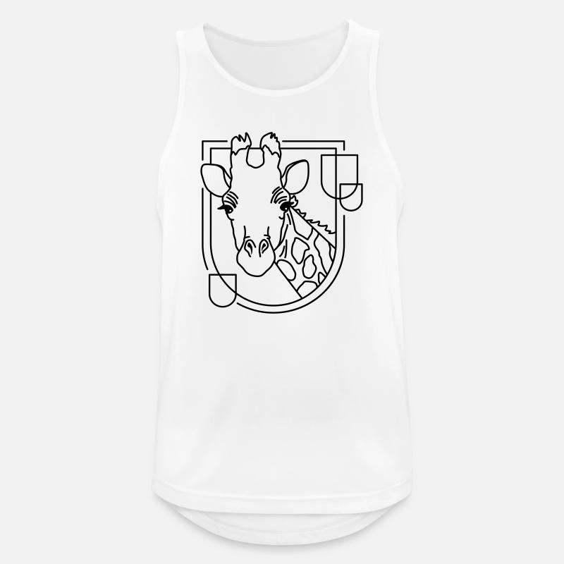 Giraffe in Geometric Shape - Line Art Design - Men's Breathable Tank Top - white