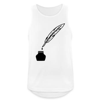 Feder als Stift zum Schreiben - Männer Tank Top atmungsaktiv - Weiß - Vorne - Nick (188cm)