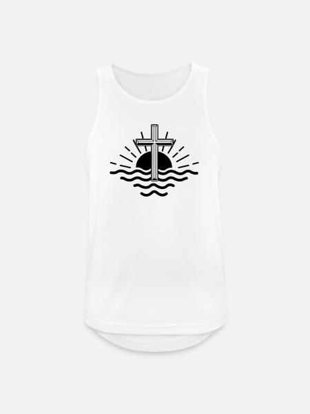 sunset sea and great cross - Men's Breathable Tank Top - white