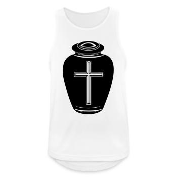 Urne mit Kreuz - Männer Tank Top atmungsaktiv - Weiß - Vorne - Nick (188cm)